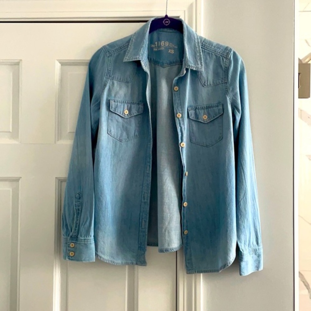 GAP Light Wash Denim Button-Up Shirt